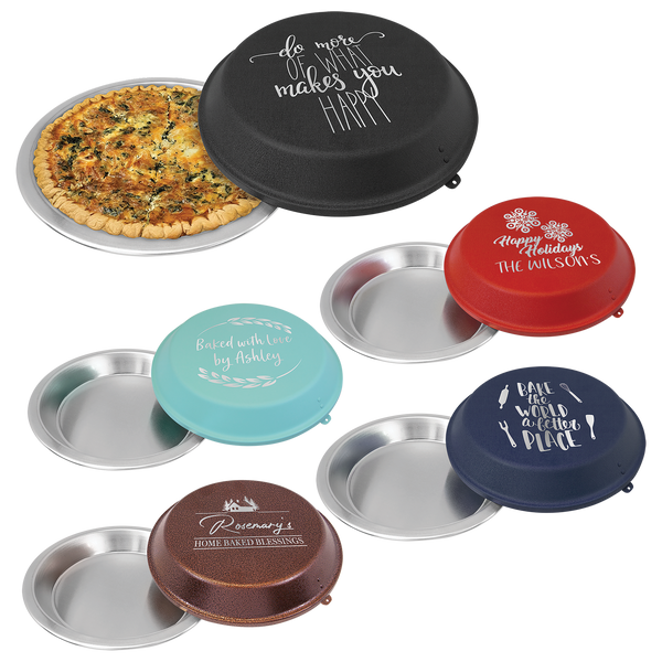 9 inch Pie pan with engraved lid