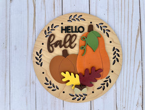 Hello Fall pumpkins and leaves DIY kit