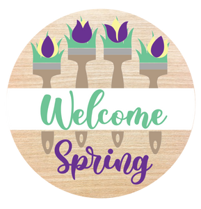 Welcome Spring Tulip and paintbrushes DIY kit