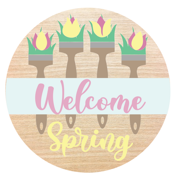 Welcome Spring Tulip and paintbrushes DIY kit