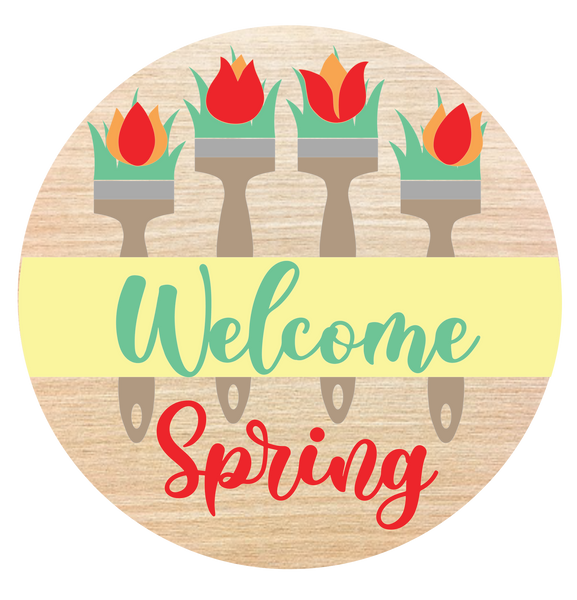 Welcome Spring Tulip and paintbrushes DIY kit