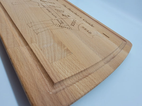 Cutting boards with juice grooves