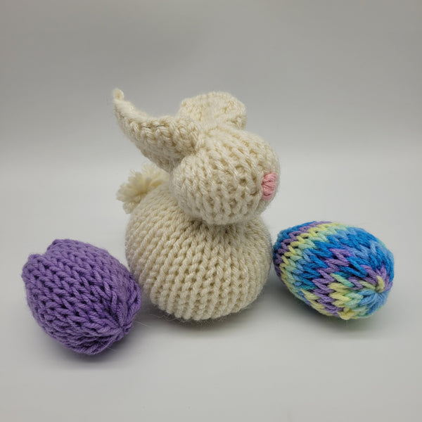 Hand knit Easter bunny or eggs