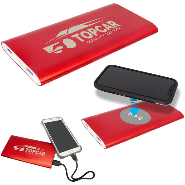 Wireless anodized power bank and aluminum charger set