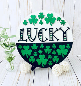 March Lucky door hanger or wall hanging sign